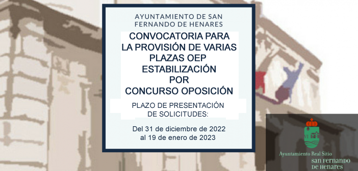 Convocatoria para la provisión de varias plazas OEP Estabilización por concurso oposición