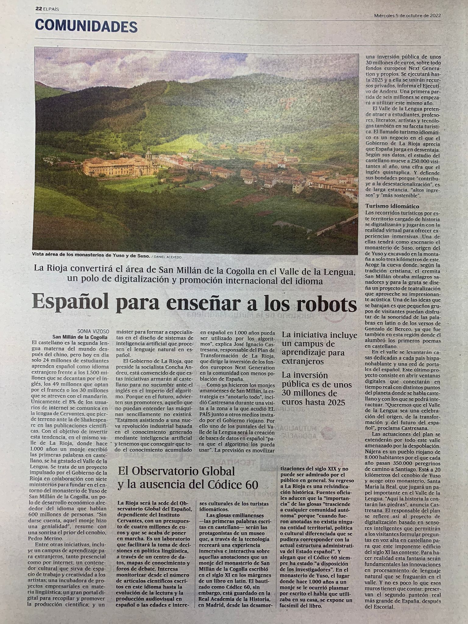 La prensa nacional pone el foco en el Valle de la Lengua