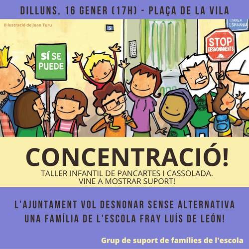 Davant la concentració convocada pel Grup de suport de families de l'escola Fray Luís de León: Ajuntament de Santa Coloma de Gramenet