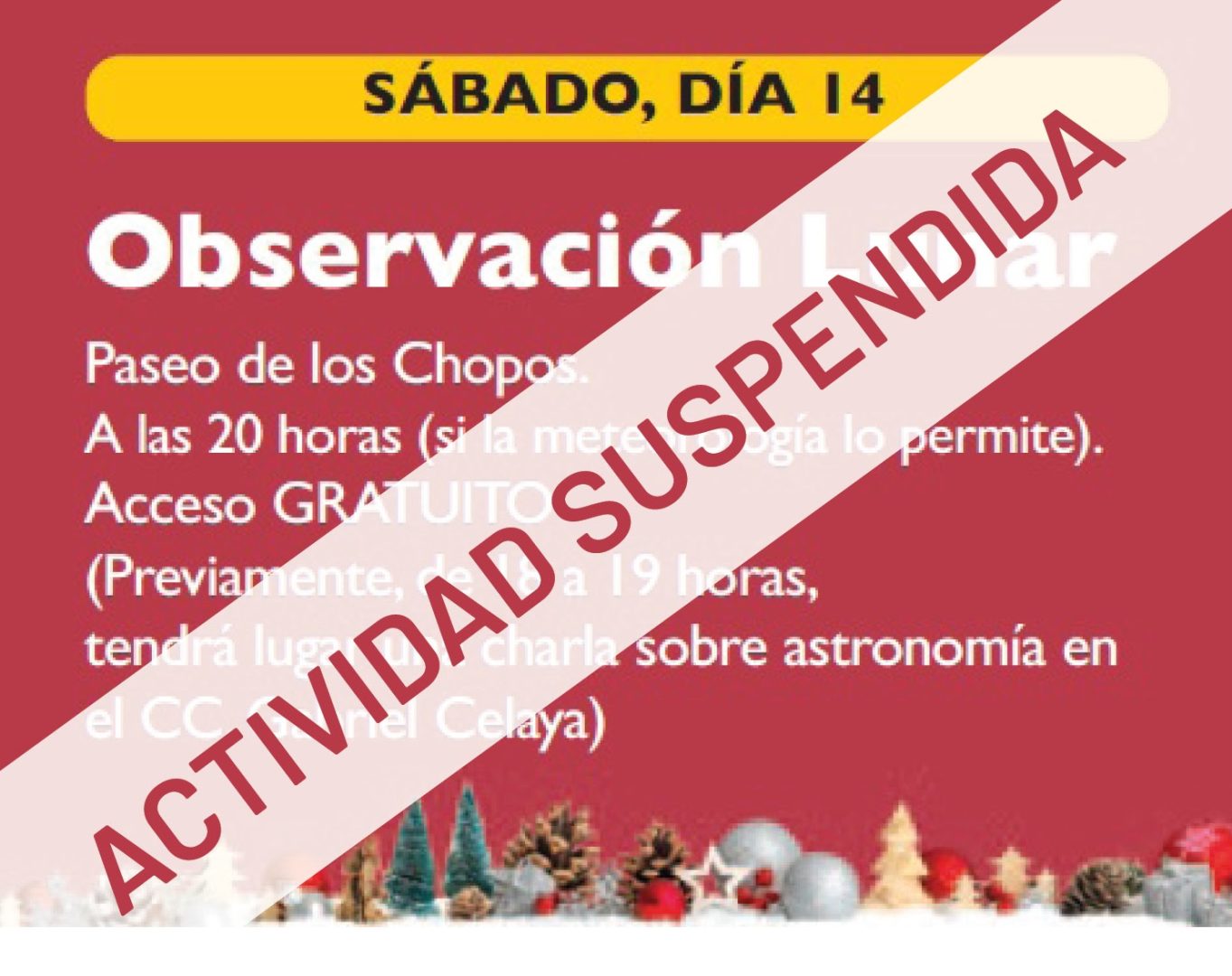 NOTA INFORMATIVA: Suspensión de ACTIVIDADES