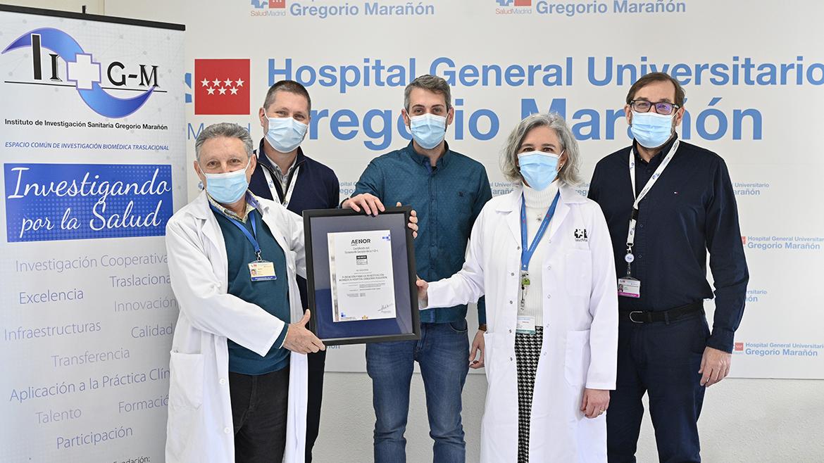 El Instituto de Investigación Sanitaria Gregorio Marañón certifica, por tercera vez, su sistema de gestión I+D+i