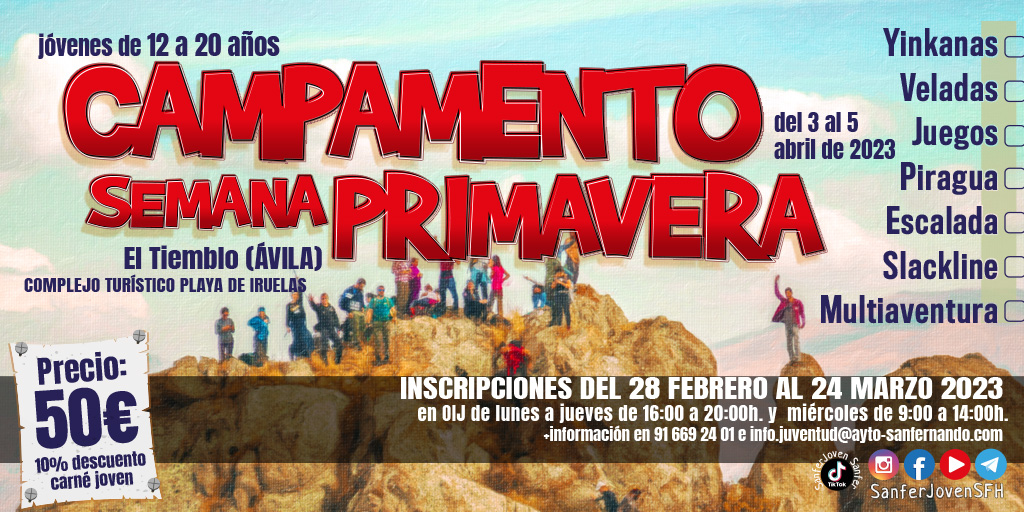 La Concejalía de Juventud organiza un campamento para Semana Santa