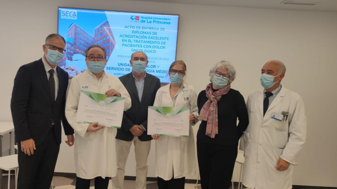 La Unidad del Dolor y el Servicio de Oncología del Hospital de La Princesa reciben la acreditación ‘Excelente’ por su atención a pacientes con dolor oncológico