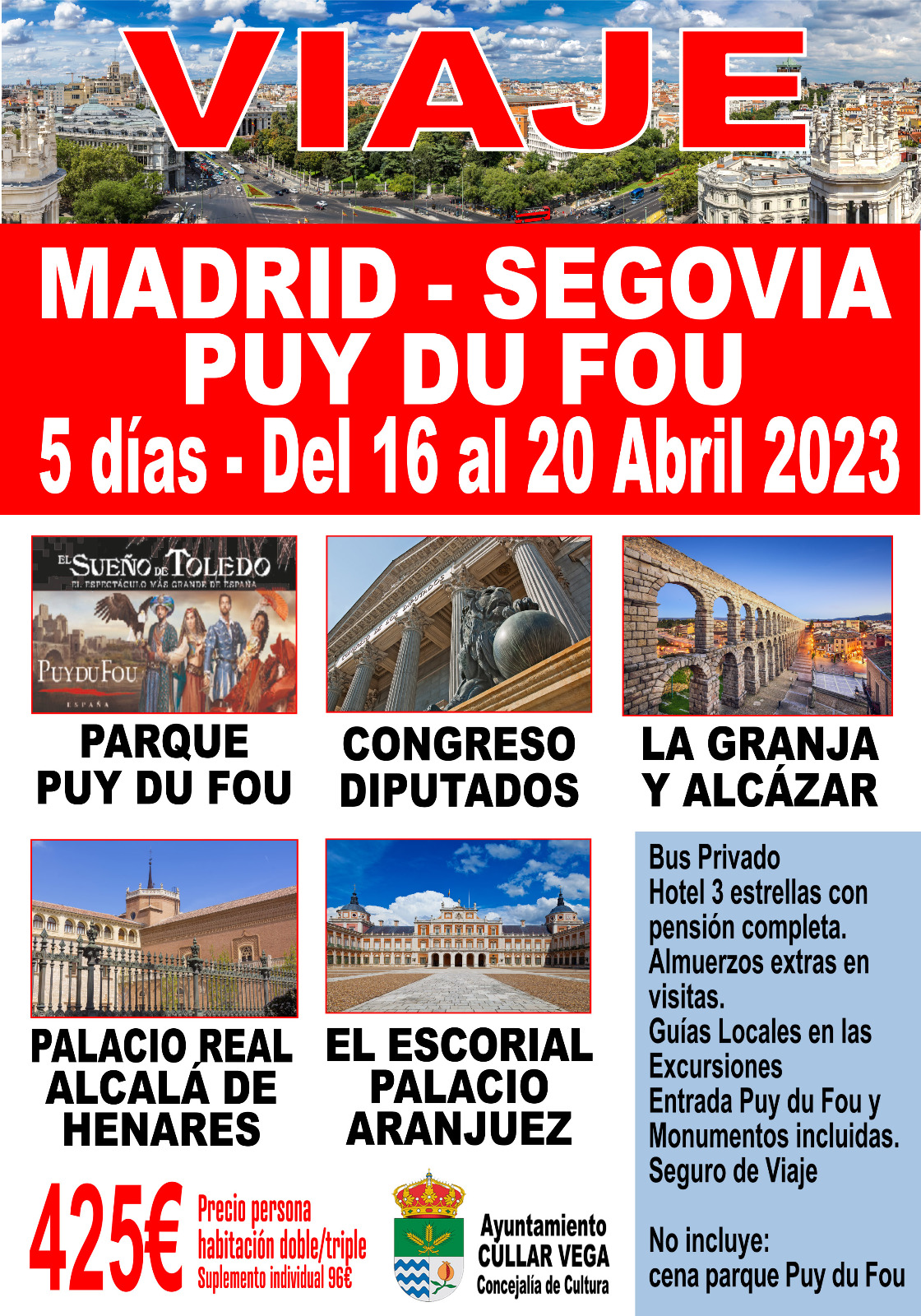 Viaje a Madrid, Segovia y Parque Puy Du Fou (Fuenlabrada) del 16 al 20 de abril