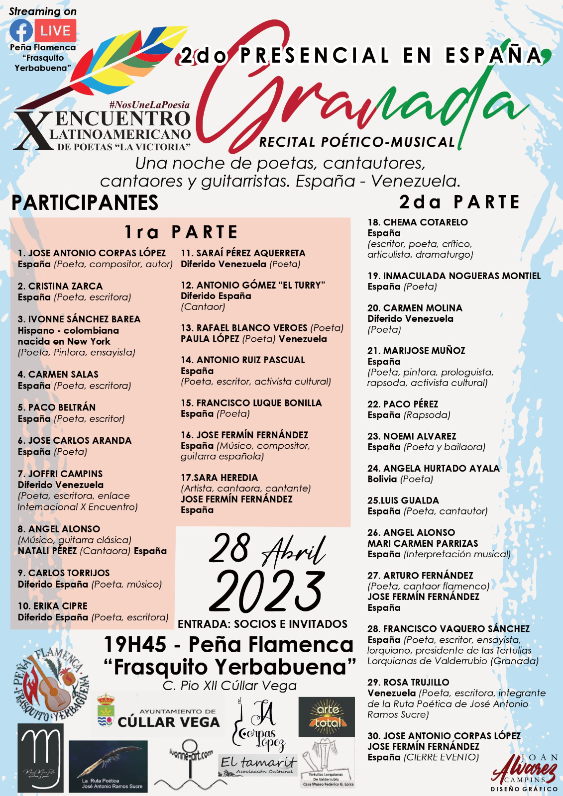 30 poetas, cantautores y músicos flamencos participarán en el X Encuentro Latinoamericano “La Victoria” en Cúllar Vega