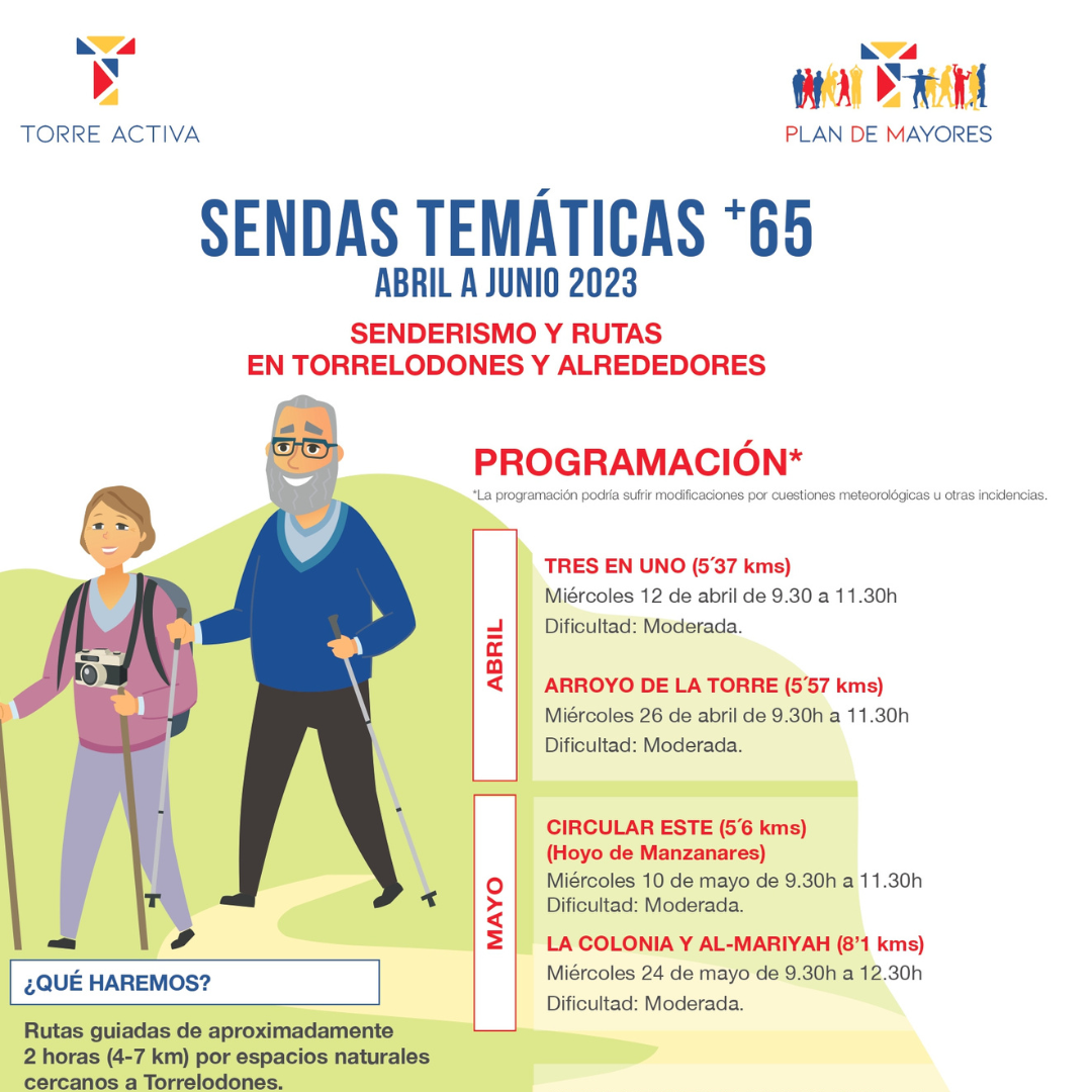 Sendas Temáticas para mayores de 65 en abril, mayo y junio