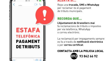 Detectats intents d’estafes a través de WhatsApp reclamant el pagament d’impostos municipals