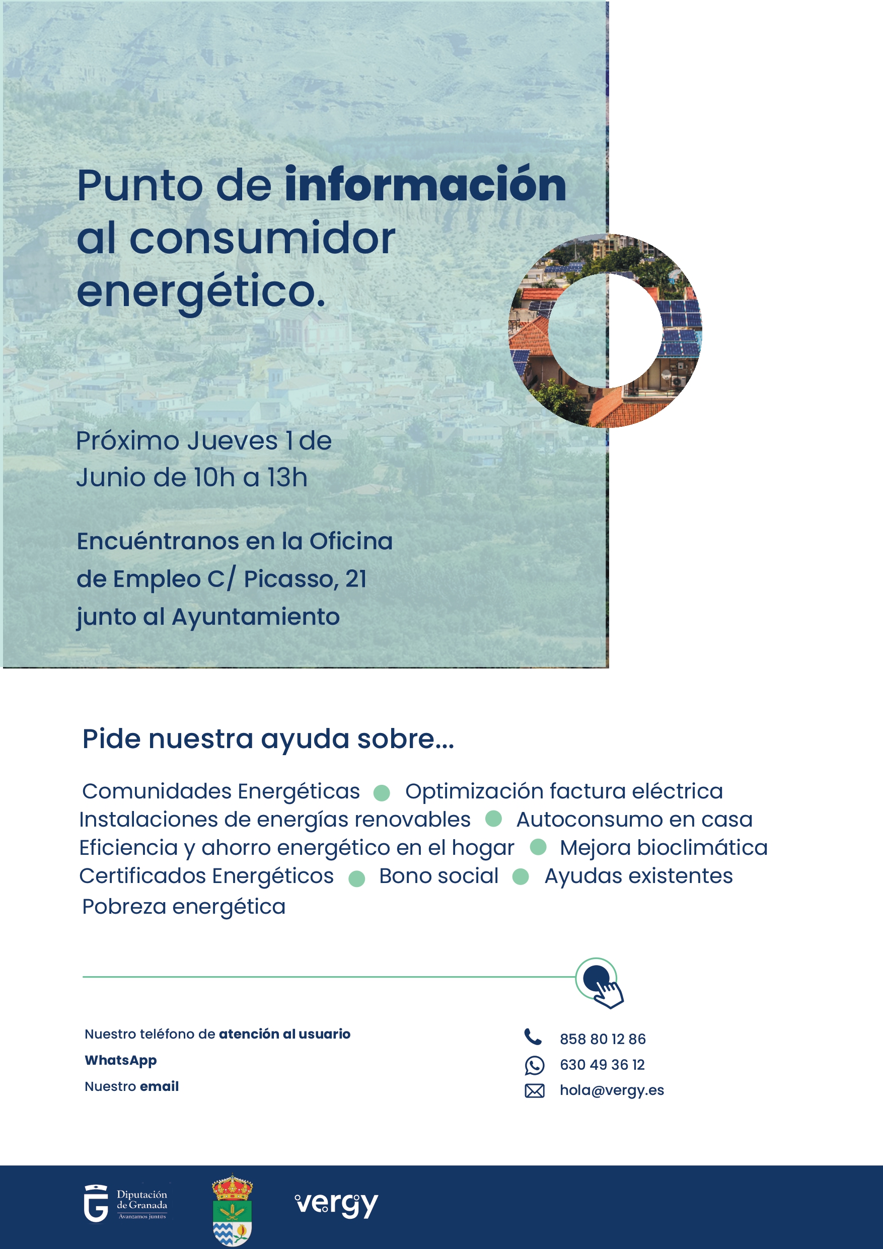Nueva cita de asesoramiento energético el 1 de junio en Cúllar Vega