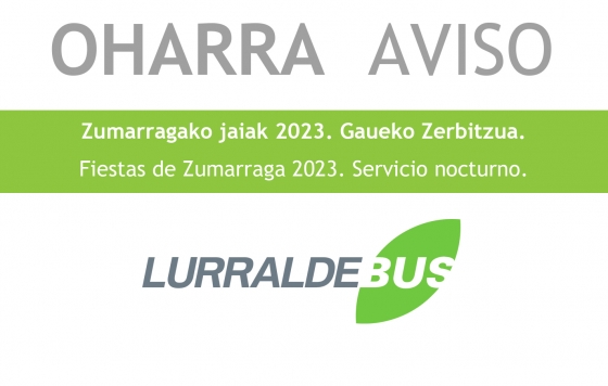 Servicio de autobús nocturno para fiestas de Zumárraga
