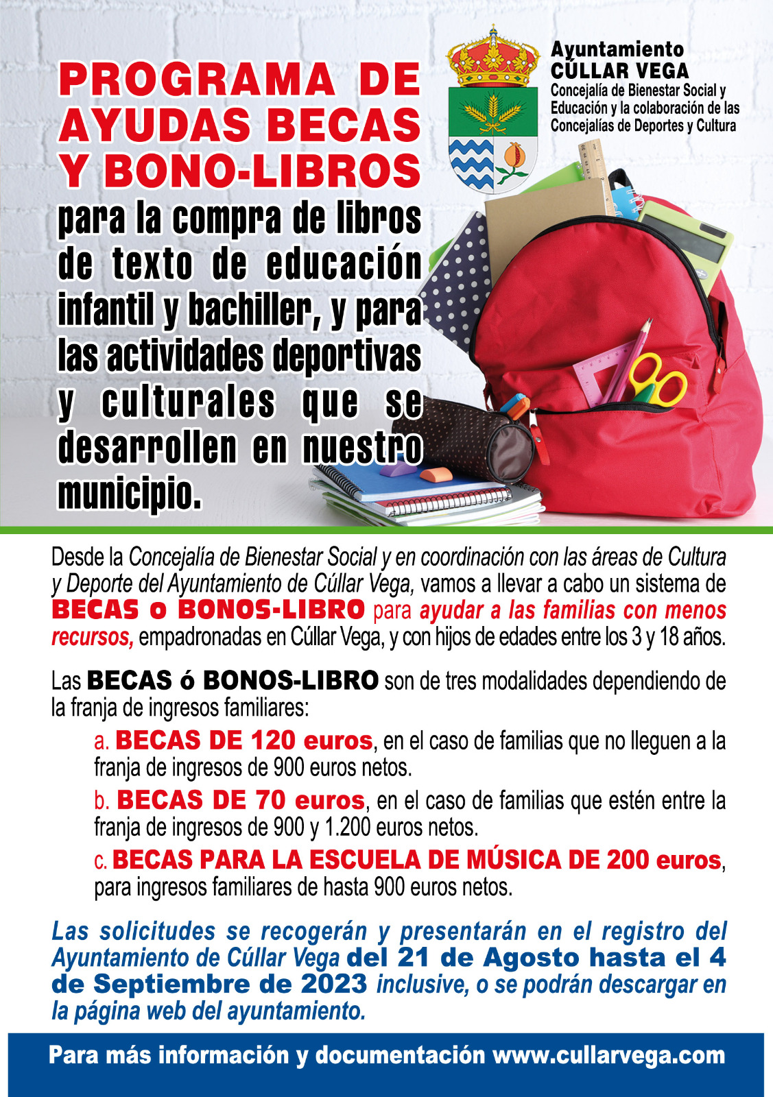 Programa de Ayudas Becas y Bono-Libros para el curso 2023-2024