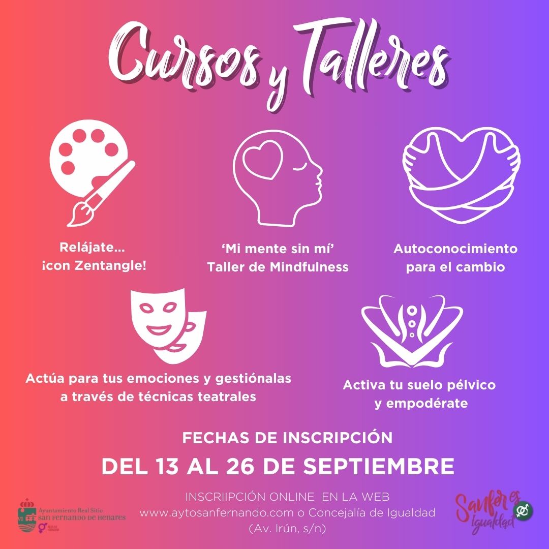 Inscripciones cursos y talleres de desarrollo personal y bienestar de la Concejalía de Igualdad