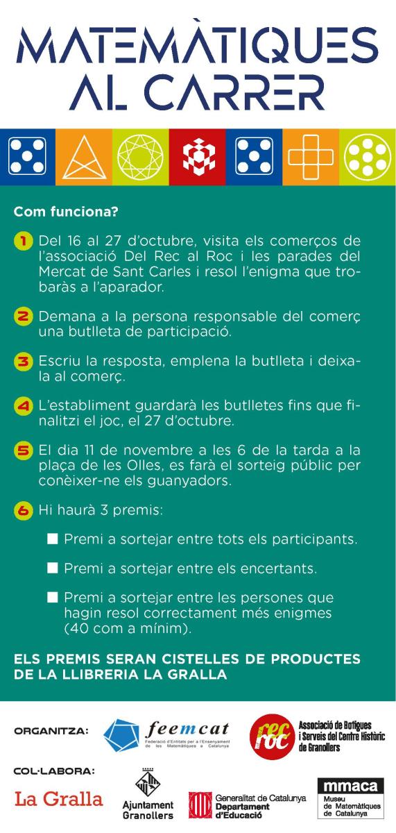 Una nova campanya porta les Matemàtiques als comerços de l'associació Del Rec al Roc i del Mercat de Sant Carles
