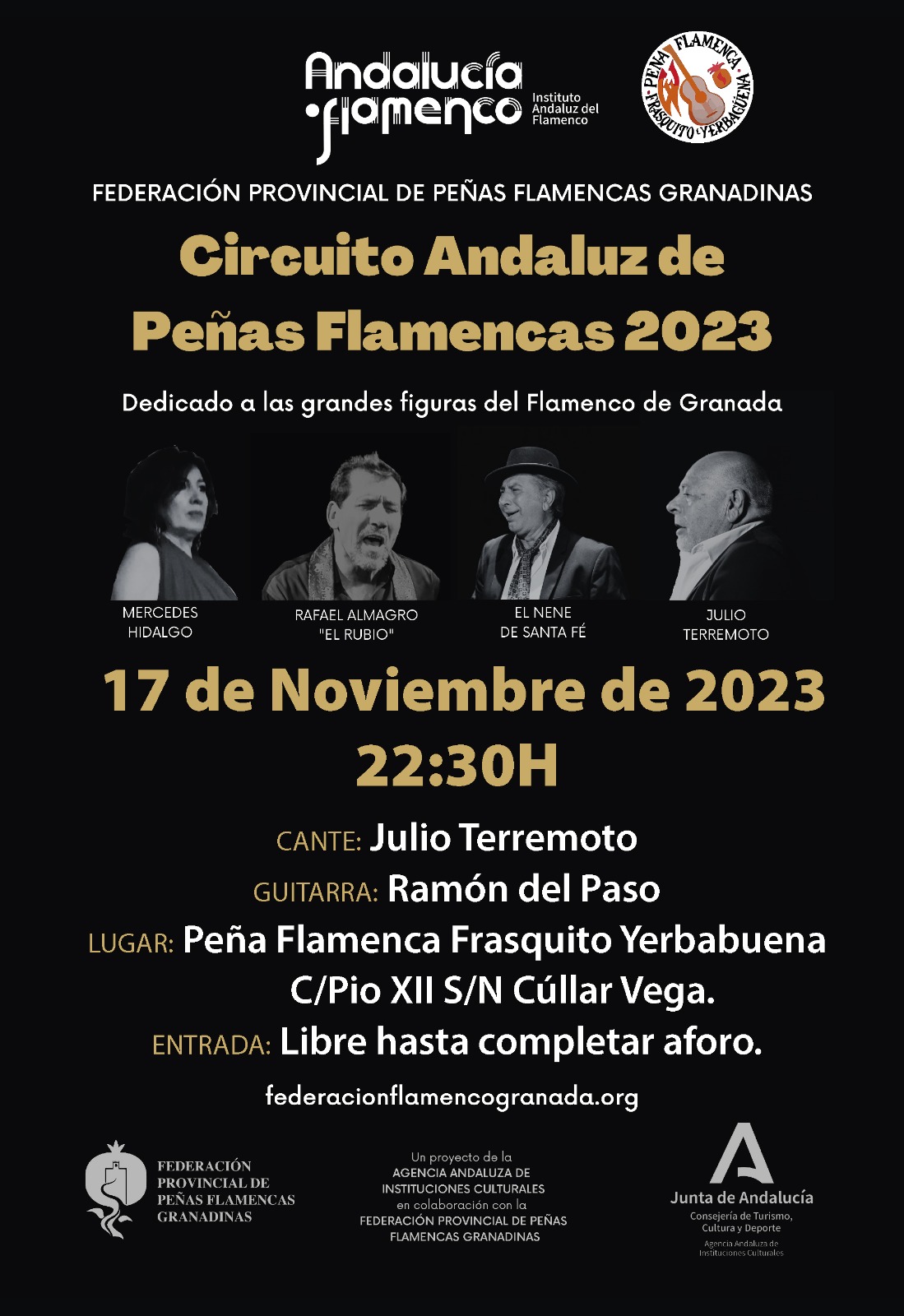 Nueva actuación en la Peña Flamenca "Frasquito Yerbabuena" el viernes 17 de noviembre