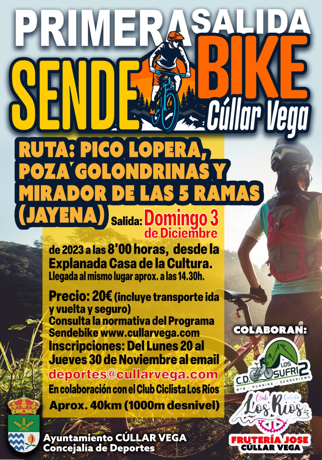 Primera salida SENDEBIKE Cúllar Vega - Ruta Pico Lopera, Poza Golondrinas y Mirador de las 5 Ramas