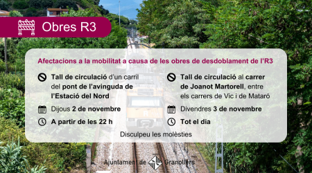 Talls de trànsit a causa de les obres de desdoblament de l’R3