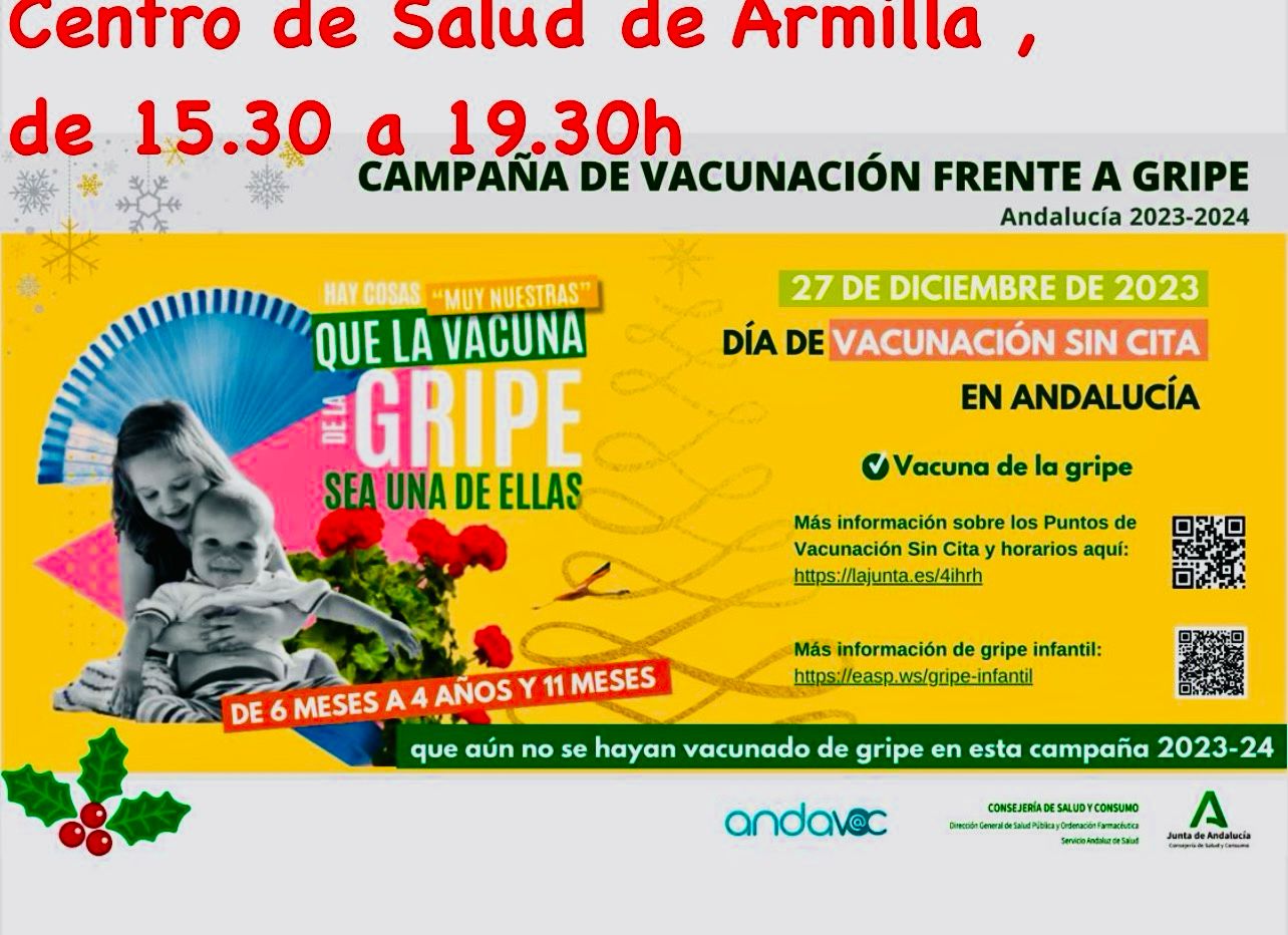 Miércoles 27 de diciembre: Vacunación contra la Gripe sin cita