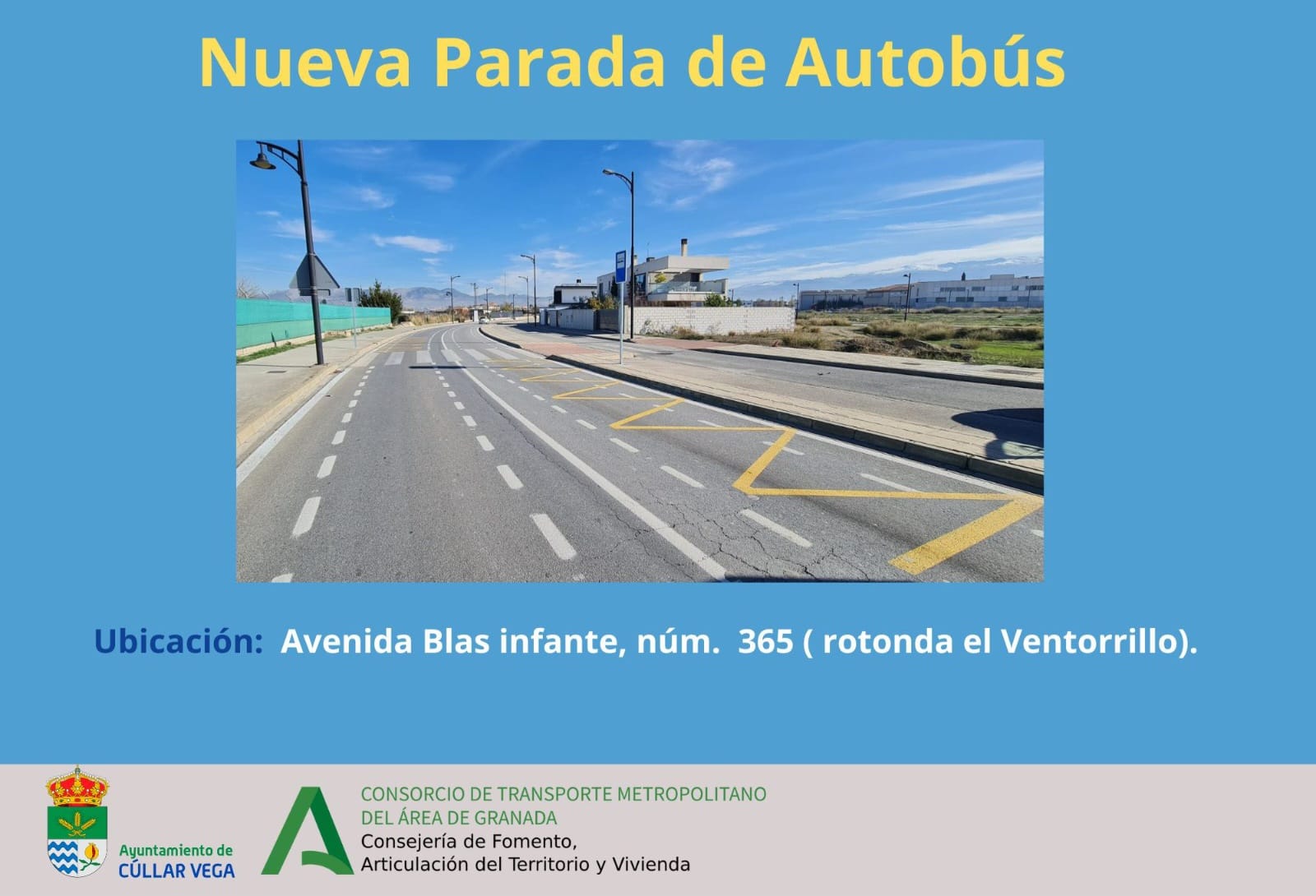 Nueva parada de Autobús en Avda. Blas Infante de Cúllar Vega
