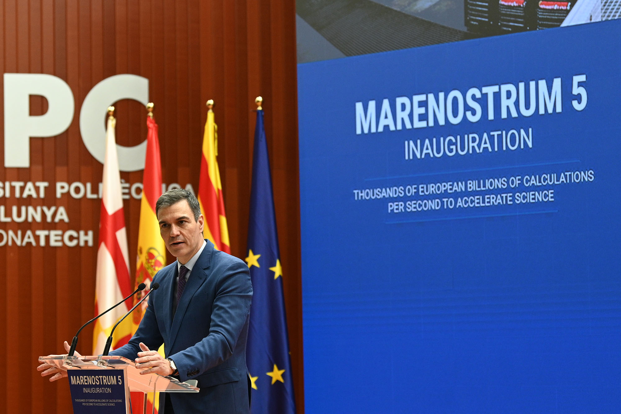 Sánchez subraya el papel del MareNostrum 5 para impulsar la reindustrialización y la autonomía estratégica de la UE