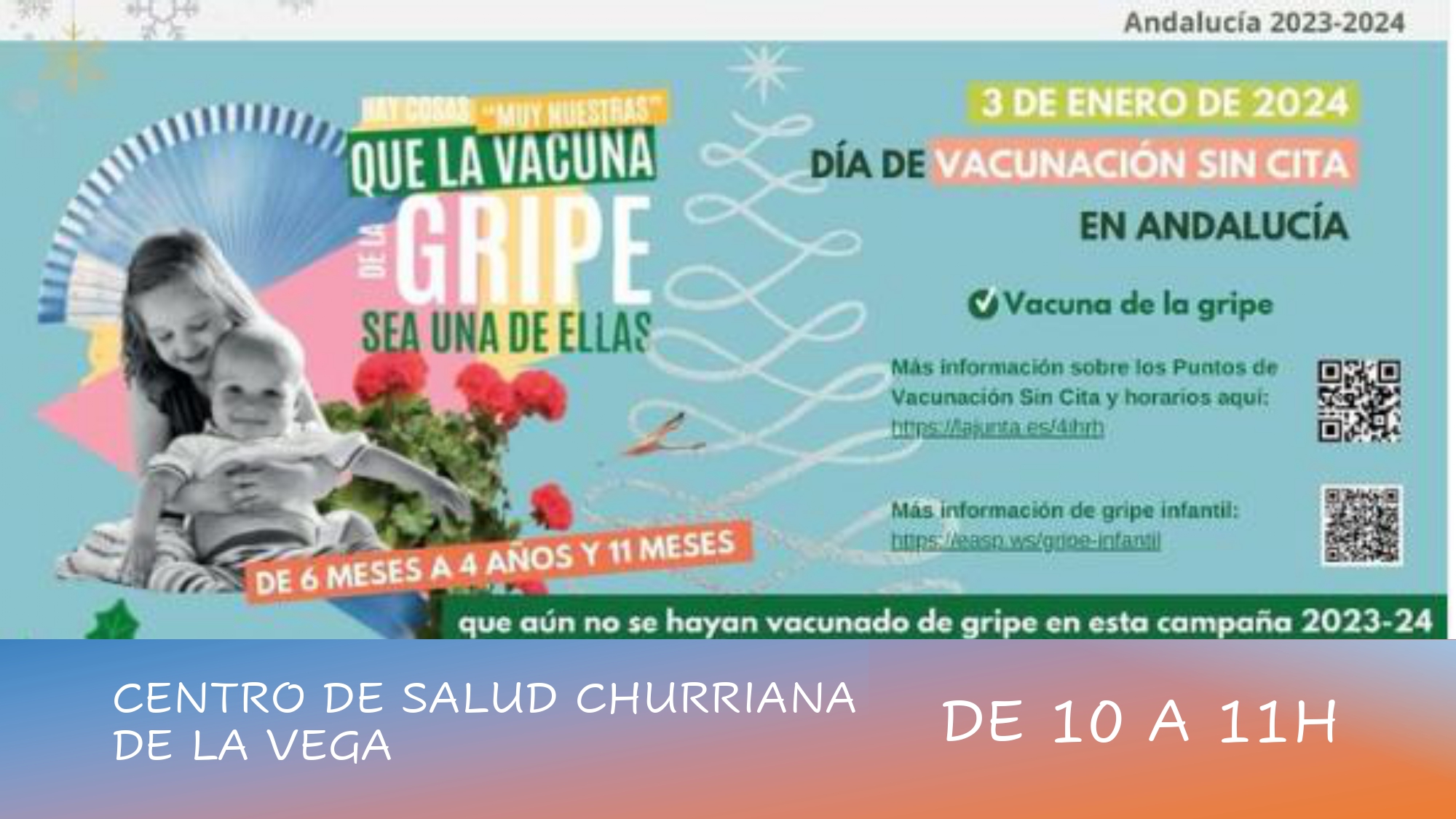 Ante la incidencia de gripe se vuelve a vacunar el 3 de enero a menores de 5 años