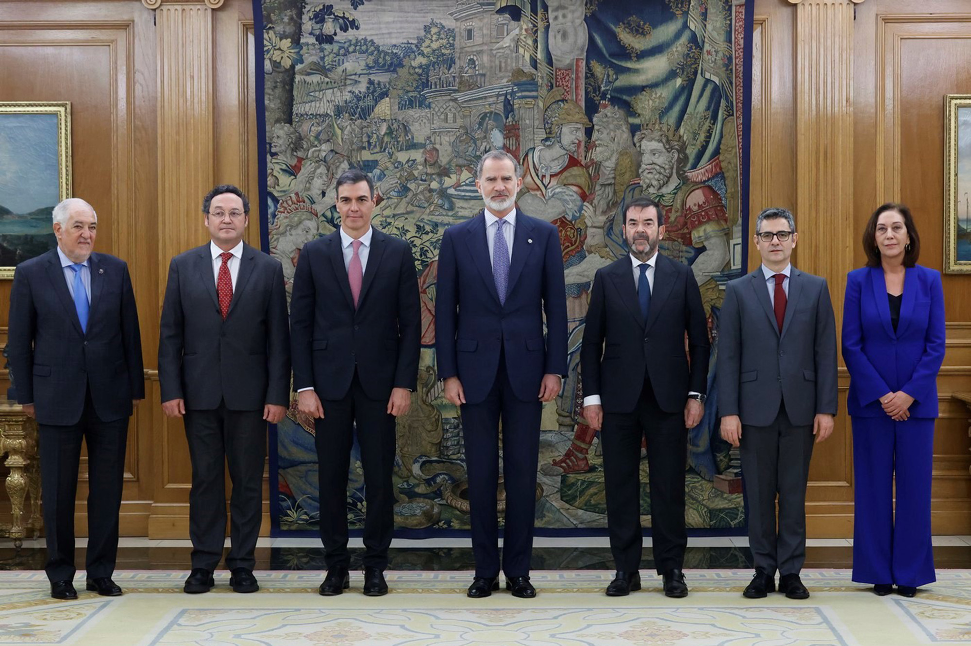 Pedro Sánchez asiste a la toma de posesión de Álvaro García Ortiz, que continuará como fiscal general del Estado