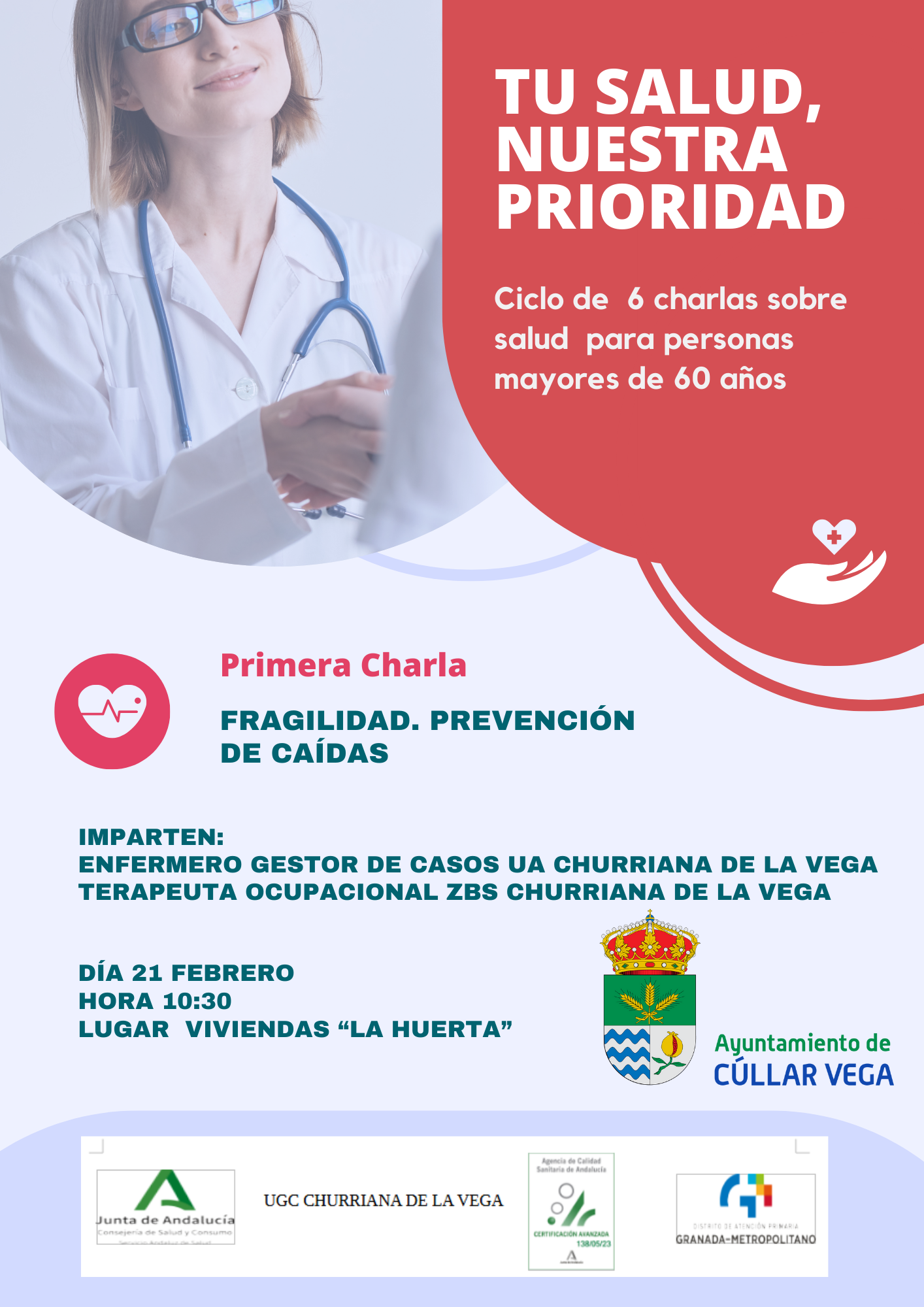 "Fragilidad, Prevención de Caídas" charla para mayores de 60 años
